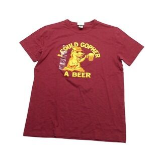New Agenda Shirt Mens Large Red I Could Gopher A Beer Graphic Tee Funny Top
